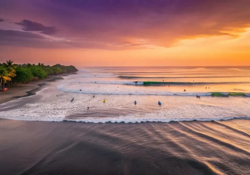 Beach at sunset in Canggu, Bali