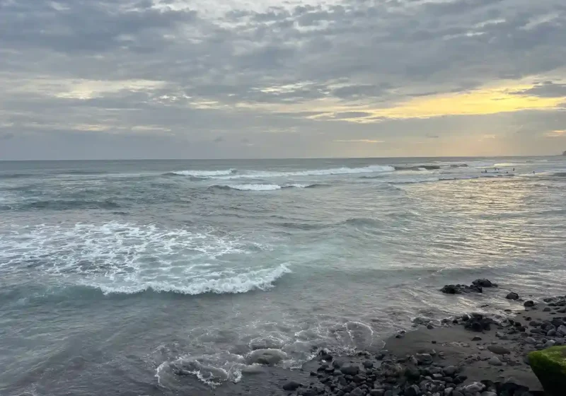 Rocky shoreline at Echo Beach, Canggu