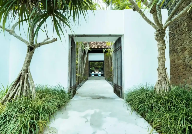 Entrance walkway of a private villa in Canggu, Bali
