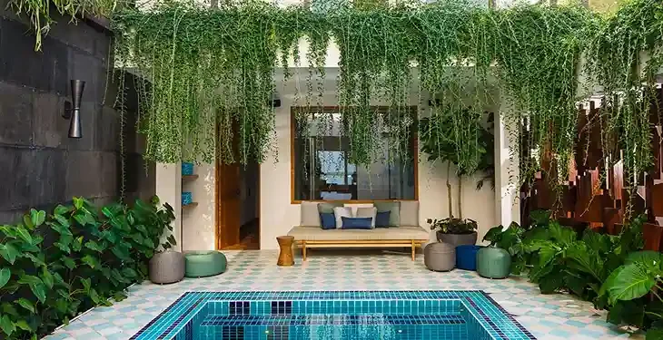 Villa sun deck overlooking the ocean in Bali